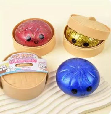 Dumpling Squishy Toy Glitter Steamed Bun Baozi Colorful Stress Ball Anti Stress Fidget Sensory Squeeze Toy Ball Promotional Toy