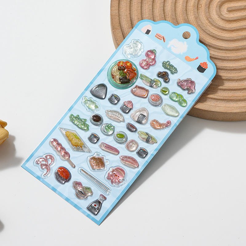Small Water Drop Relief Three-Dimensional Resin Sticker Cute Glitter UV Printed Lovable Decorative 3D Sticker