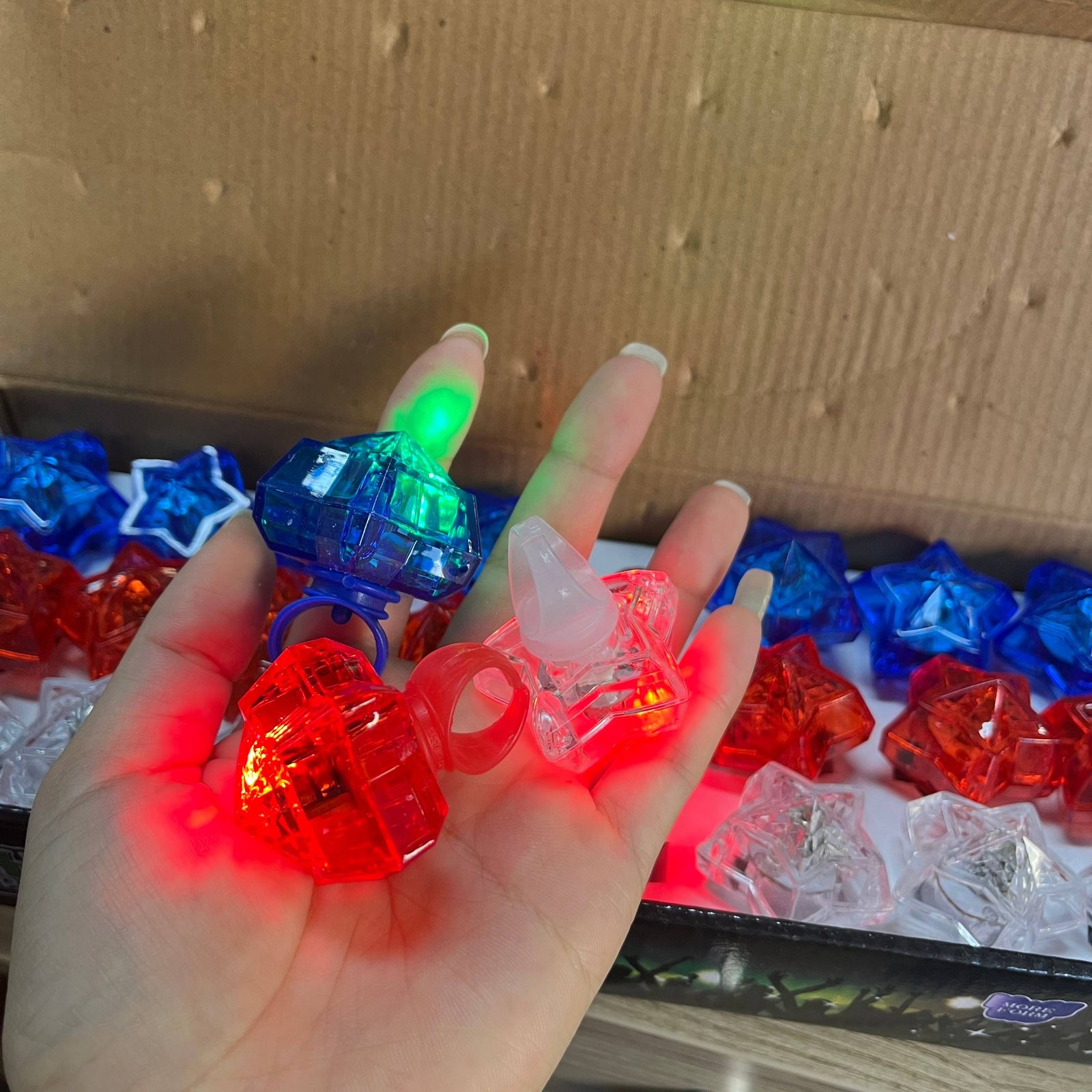 Memorial Day Patriotic Party Accessories Decorations Kids Toys 4th of July Party Favors Supplies LED Light up Ring