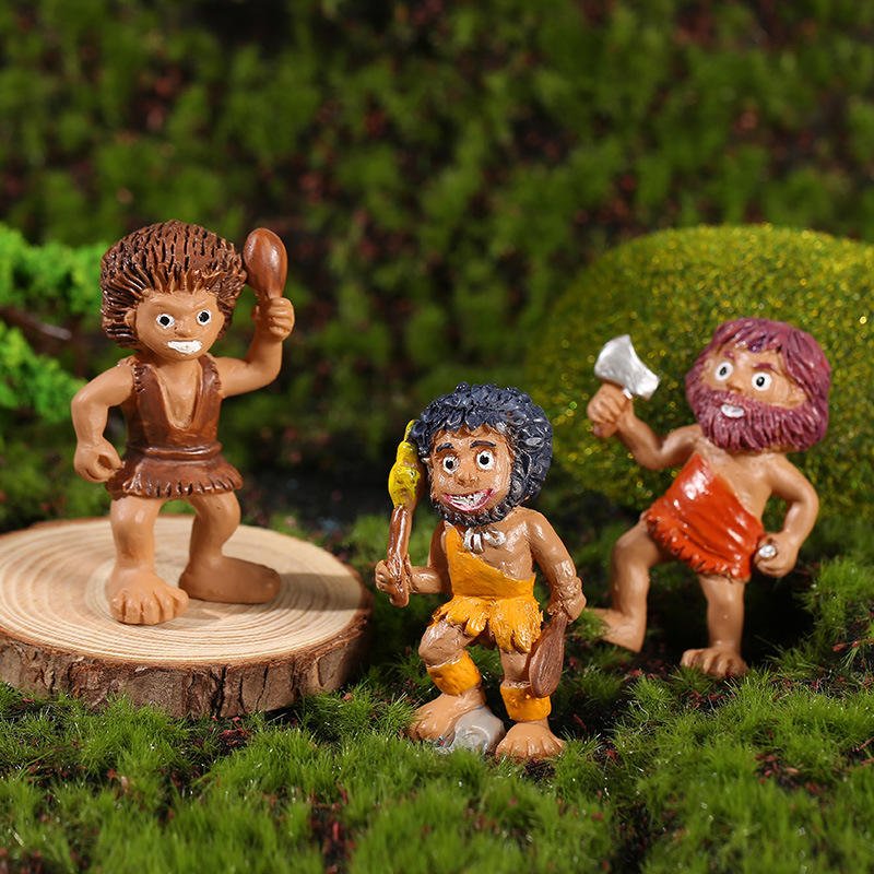 New Creative Eco-Friendly Resin Ornaments Landscape Decoration Antique Primitive Savage Tribe Micro Landscape Set Kawaii Human
