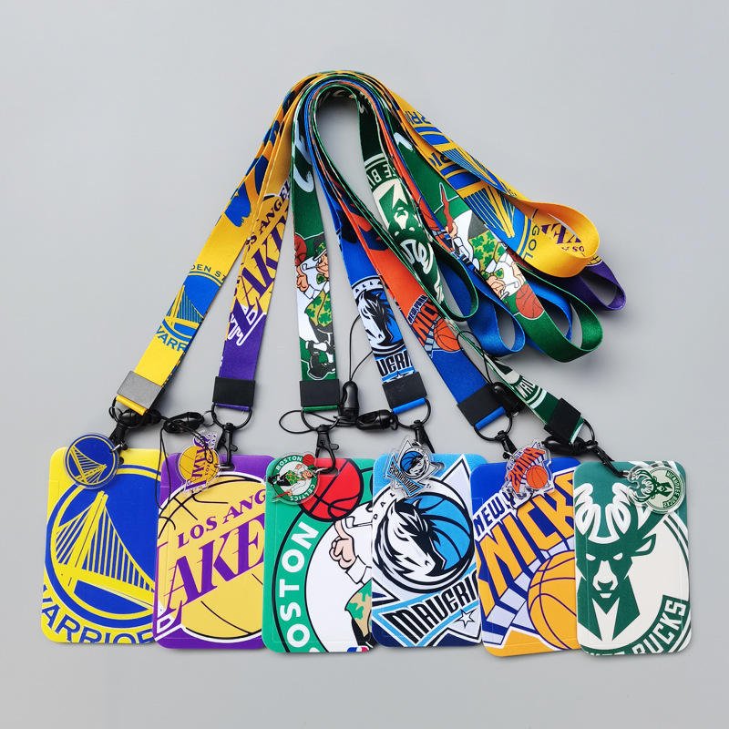 Basketball League Team Fan Gifts Bank Cards Public Transportation Cards Work Badges Push-in Eco-Friendly Polyester Lanyard