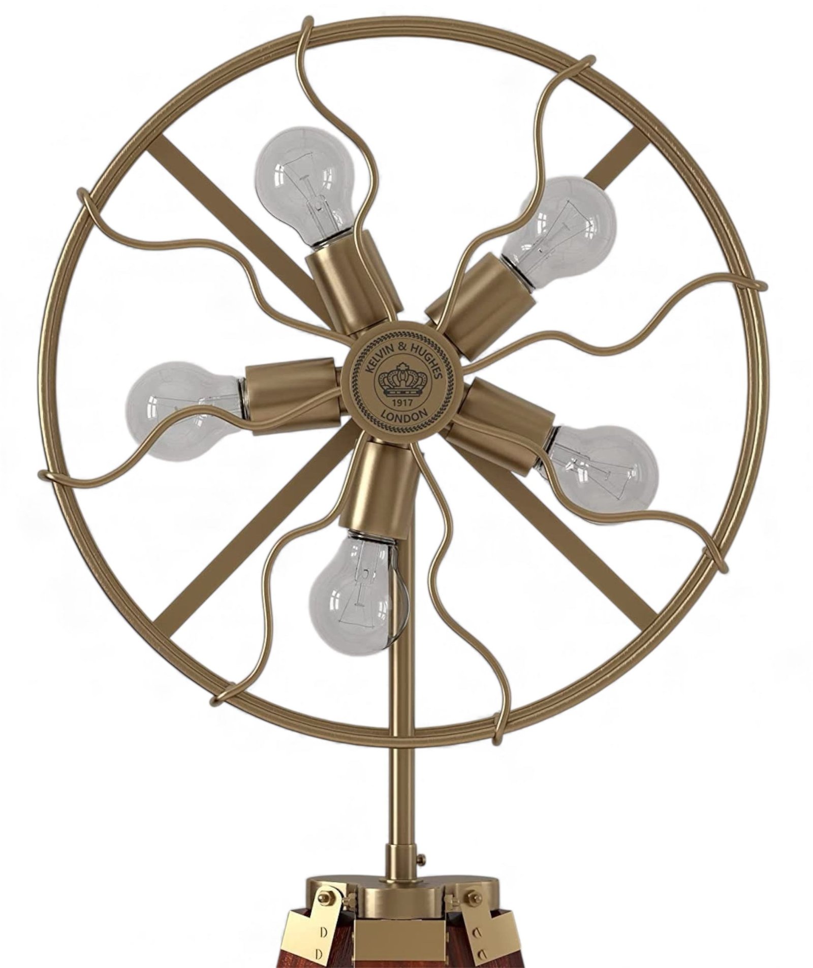 Antique Brass LED Floor Light Vintage Industrial Retro Fan-Style Cage Shade Adjustable Creative Cultural Collectible Artifacts