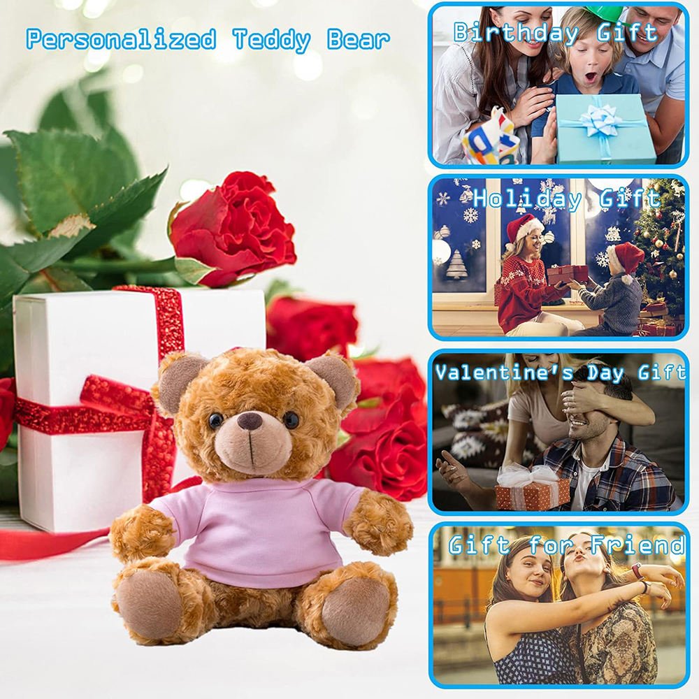 Custom Logo Promotional Stuffed Animal Toys Corporate Gift Advertising Giveaway PP Cotton Plush Teddy Bear in T-shirt