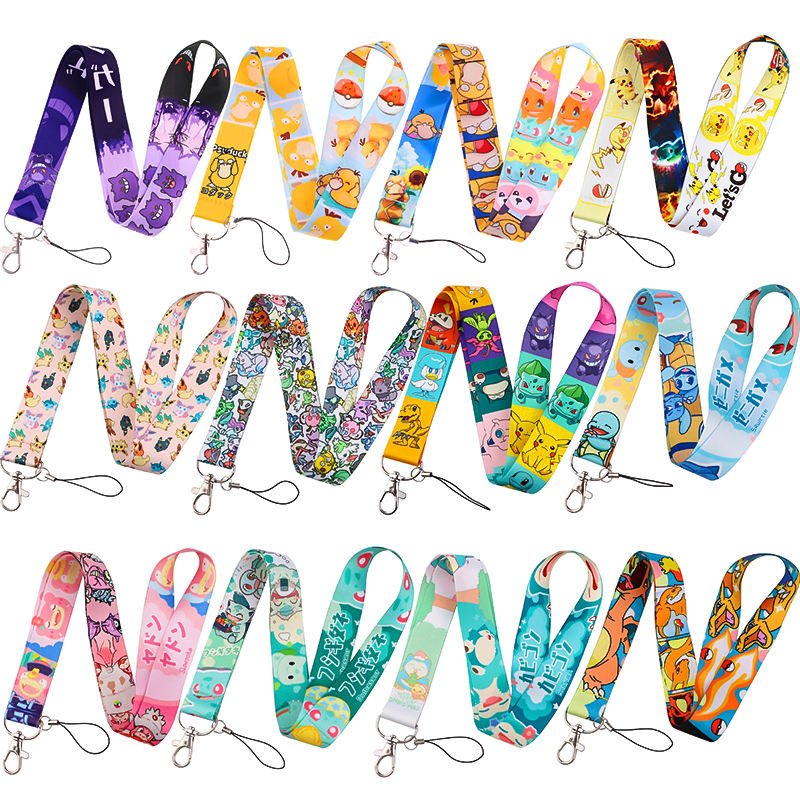Promotional Custom Logo Blue Polyester Neck Lanyard Strap Personalized Sublimation Lanyards Blank Keychain Keyring Lanyard
