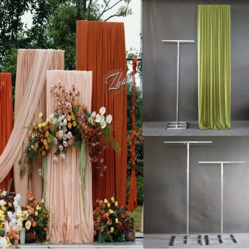 Modern Event Party Backdrop Supplies Metal T-shape Drape Stand for Wedding Decor