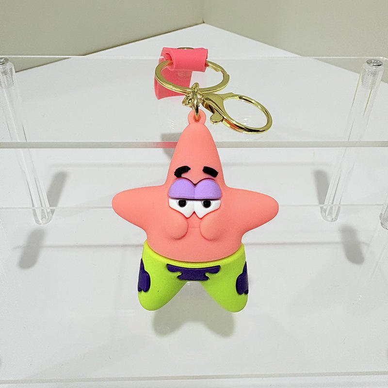 Star Cartoon Kawaii 3D Keychain Plastic Pendant for Book Bag Couple Car Keys Hanging Gifts