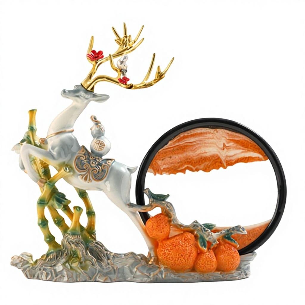 Creative Chinese Style Quicksand Painting Ornament New Rising Hourglass Sculpture Artistic Epoxy Resin Crafts Collectible Living