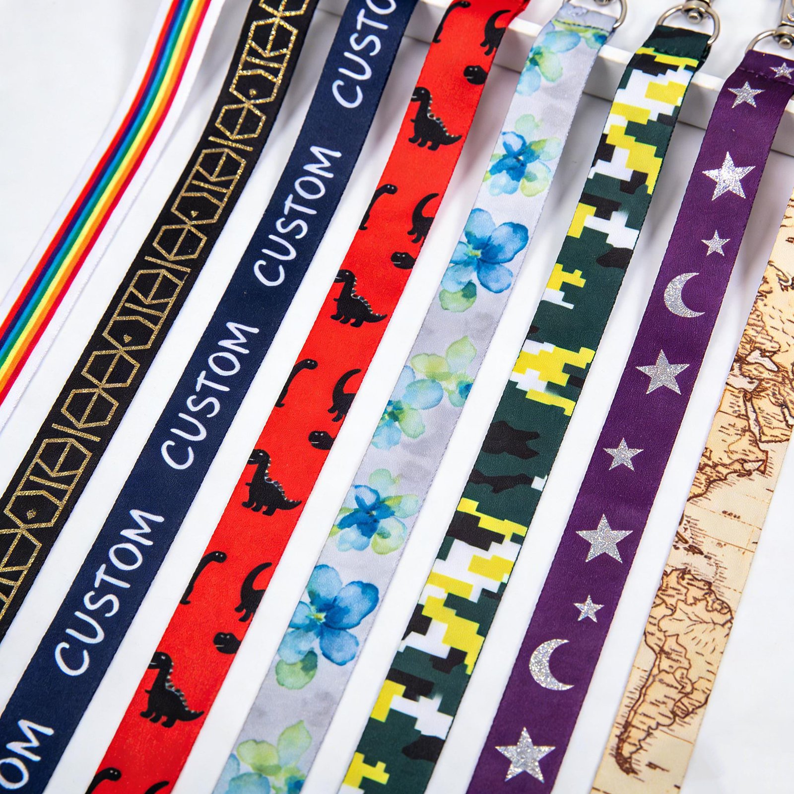 OEM ODM Accept Custom Design High Quality Lanyards Assorted Patterns Heat Transfer Printing Multi Style Polyester Lanyards