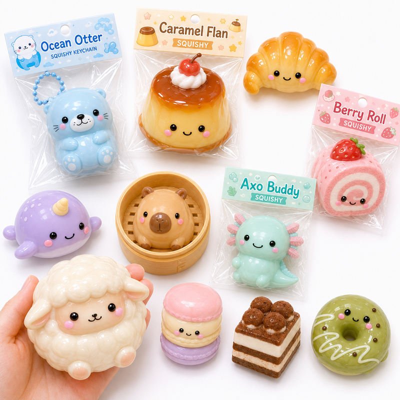 Silicone Squishy Toy Kawaii Animal Food Shape Slow Rising Stress Relief Squeeze Toys Squishies OEM Wholesale Promotional Gift