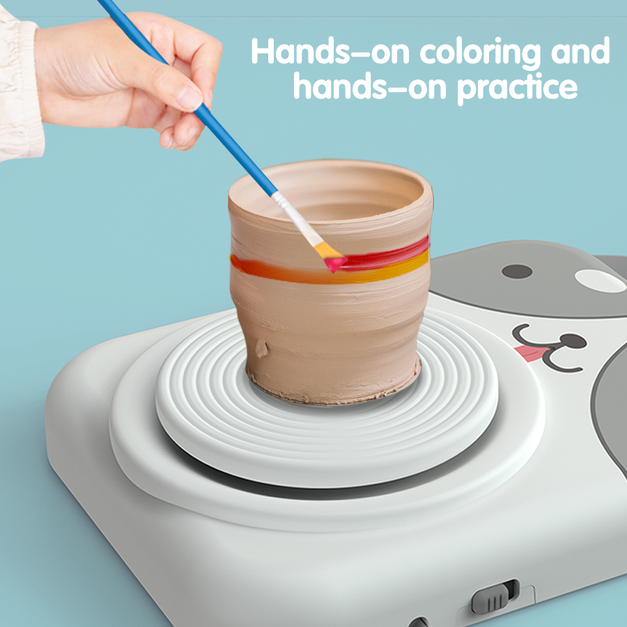 Hand Creative Making Machine Arts Crafts & Diy Toys Educational Learning Baby Electric Rabbit Clay Pottery Wheel Kits for Kids