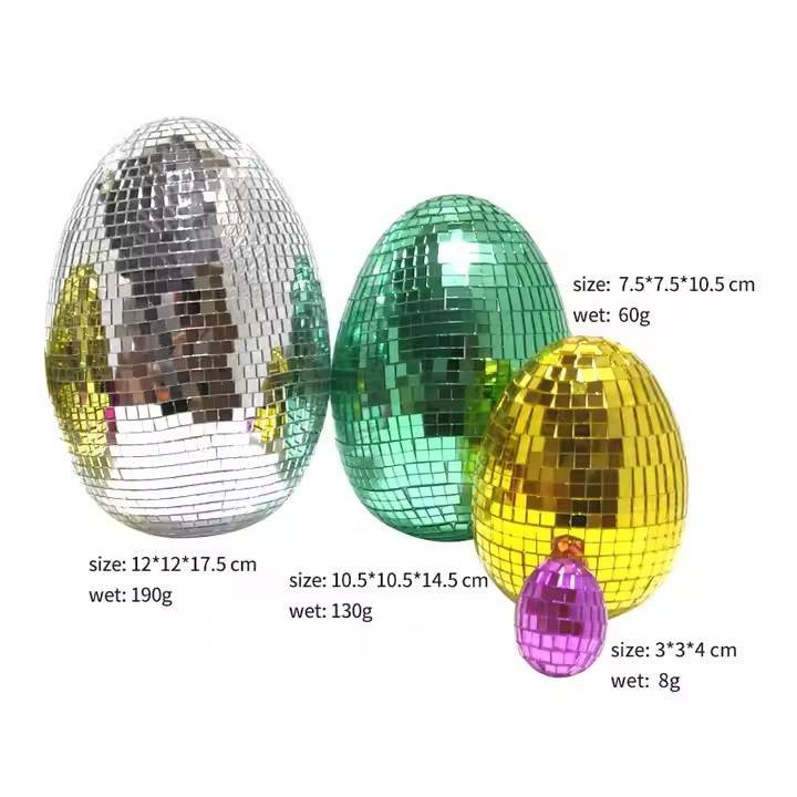Custom Pink Gold Mirror Glass Easter Eggs Home Decoration Indoor Hanging Decorative Easter Polyfoam Mirrored Egg Glass Ornament