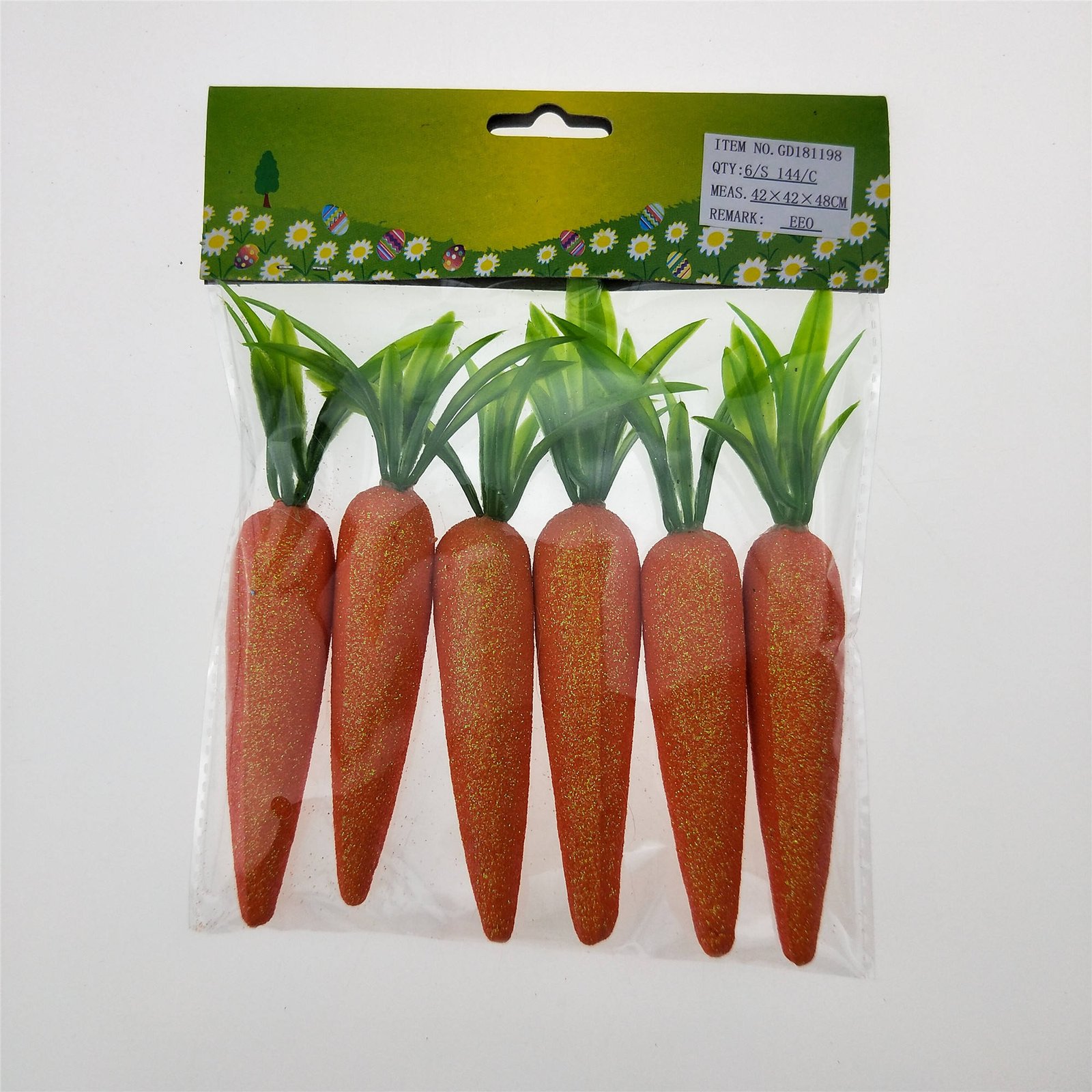 Handmade Craft Polyfoam Glitter Easter Carrot Ornament