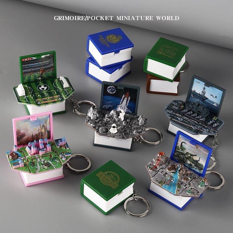 Promotional Plastic DIY Toy Customize Football Mini Book Keychain Fidget Toys 3D Pop up Book for Kids Adult