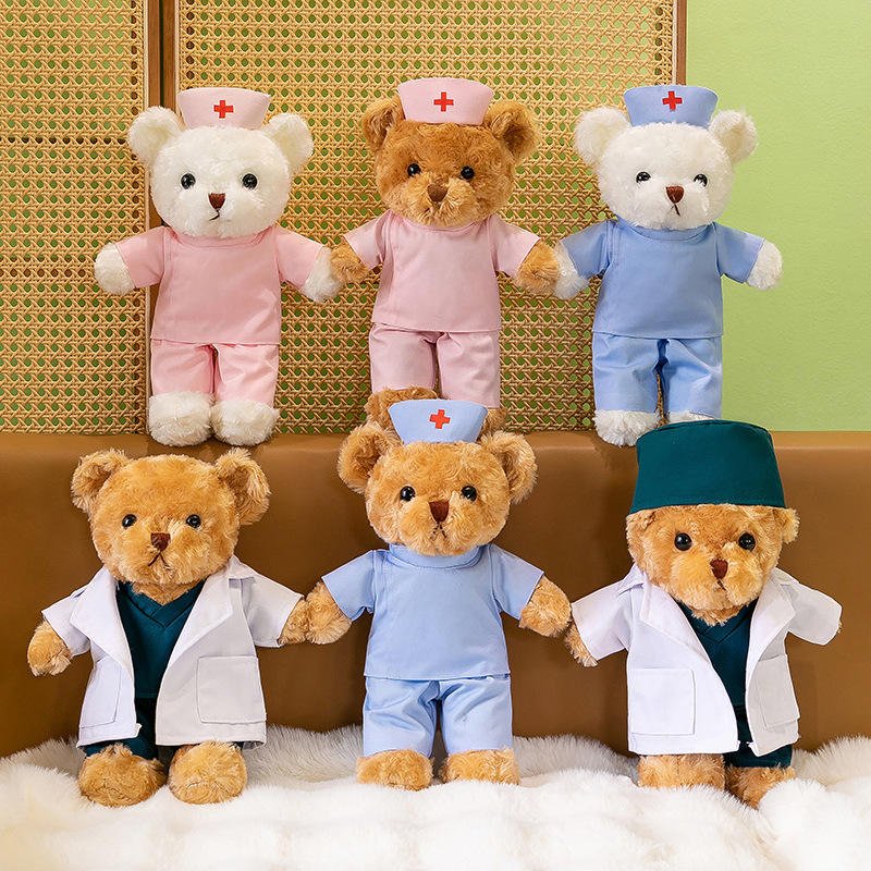 Hospital Promotional Gift Stuffed Nurses Plush Toy Doctor Teddy Bear Medical Doll