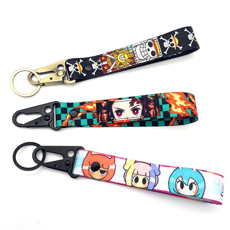 YYX Wholesale Design Logo Fabric Keychains Polyester Lanyard Anime Woven Keychain With Promotional Gifts Custom
