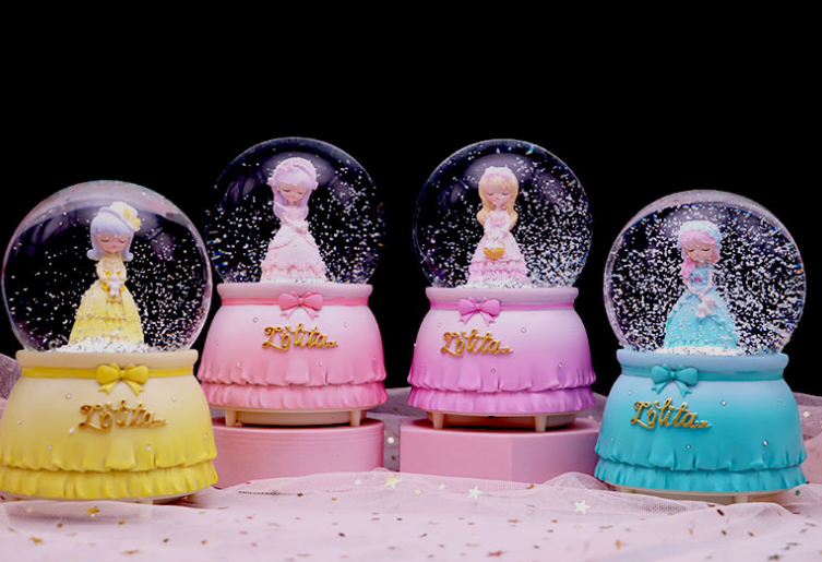 Cute Cartoon Crystal Ball Music Box Table Top Decoration and Creative Gift for Girlfriends Polyfoam Crafts