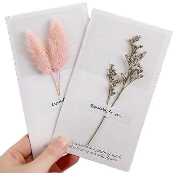 Handmade DIY Creative Literary Birthday and Valentines Greeting Card Dried Flower Design Recordable Paper for Party Gift