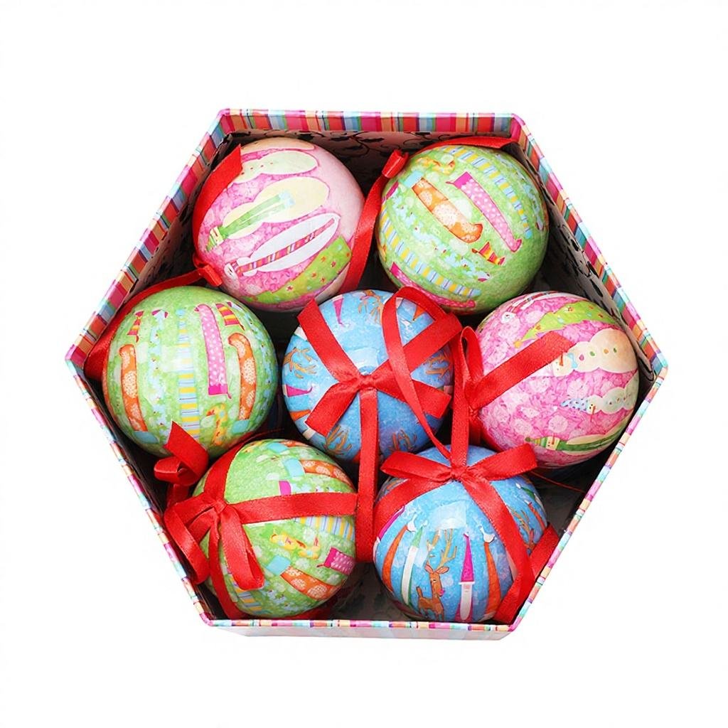 Cross-Border New Christmas Supplies Ornaments Pendants Tree Hangings 14-Piece Set Semi-handmade Ball Polyfoam Full Color
