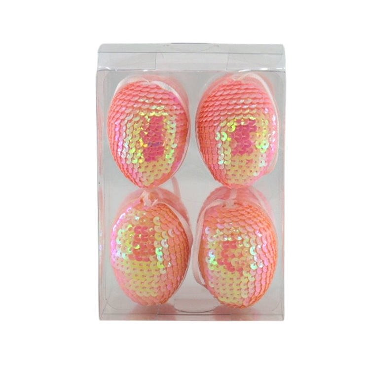 Customized Easter Sequin Eggs 8PCS SET Decoration Easter Polyfoam Eggs Pendant Ribbon Hanging Ornament for Easter Decoration