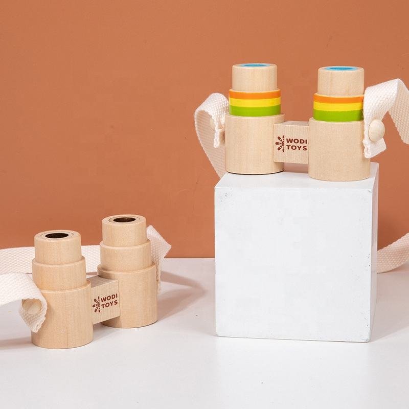 Hot Sale Education Toys Promotional Colorful and Natural Toy Wooden Binoculars for Children Scientific Exploration