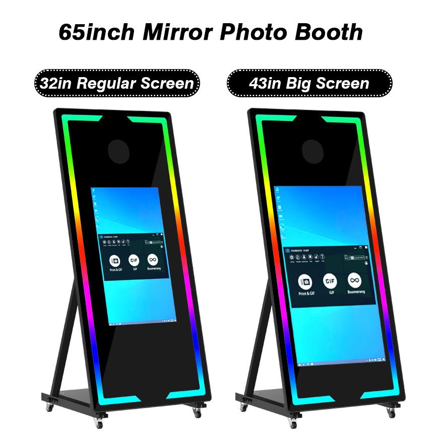 YD New 65/45inch Magic Mirror Photo Booth 43/32 Touch Screen Mirror Wedding Photo Booth Machine with Camera and Printer
