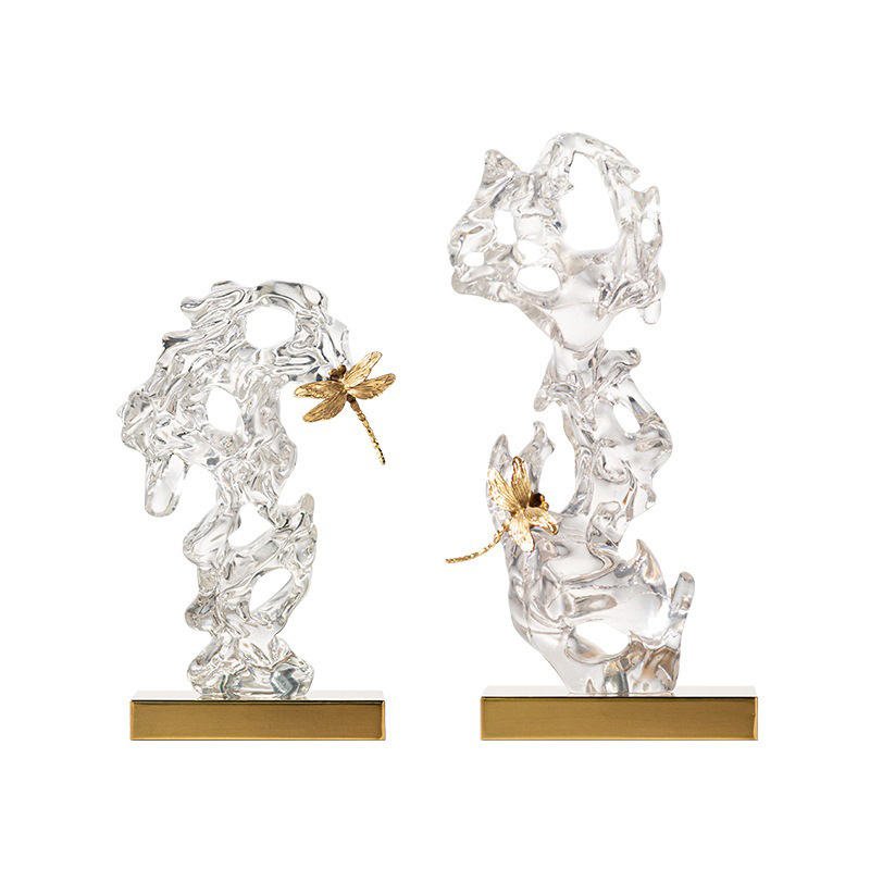Modern Luxury Polyresin Stone Dragonfly Sculpture Statue Room Decorative Figurine Handicraft Resin Crafts Ornaments Decoration