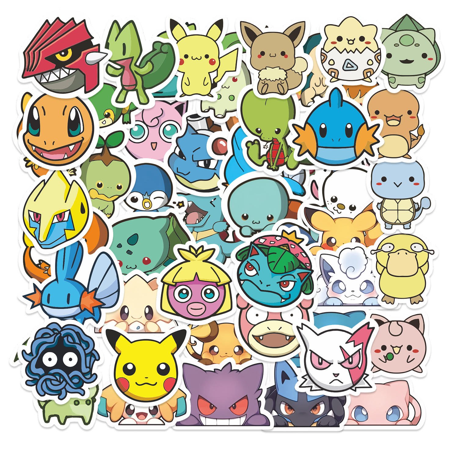 1200 Designs 50pcs/set Custom Anime Pokemoned Character Pikachu Eevee Waterproof Sticker Kids Stickers Collection Decoration