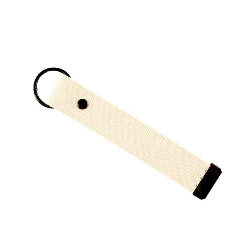 DIY Blank Canvas Webbing Keychain Strap Polyester Wristlet Lanyard with Colorful O Ring for Embroidery Heat Transfer Print