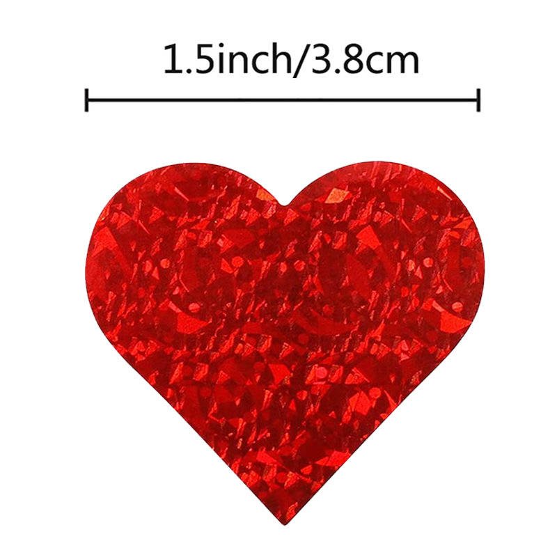 Cross-border Wholesale Valentines Day Stickers love Gift Decoration Glittery Heart-shaped Sealing Labels Adhesive Stickers