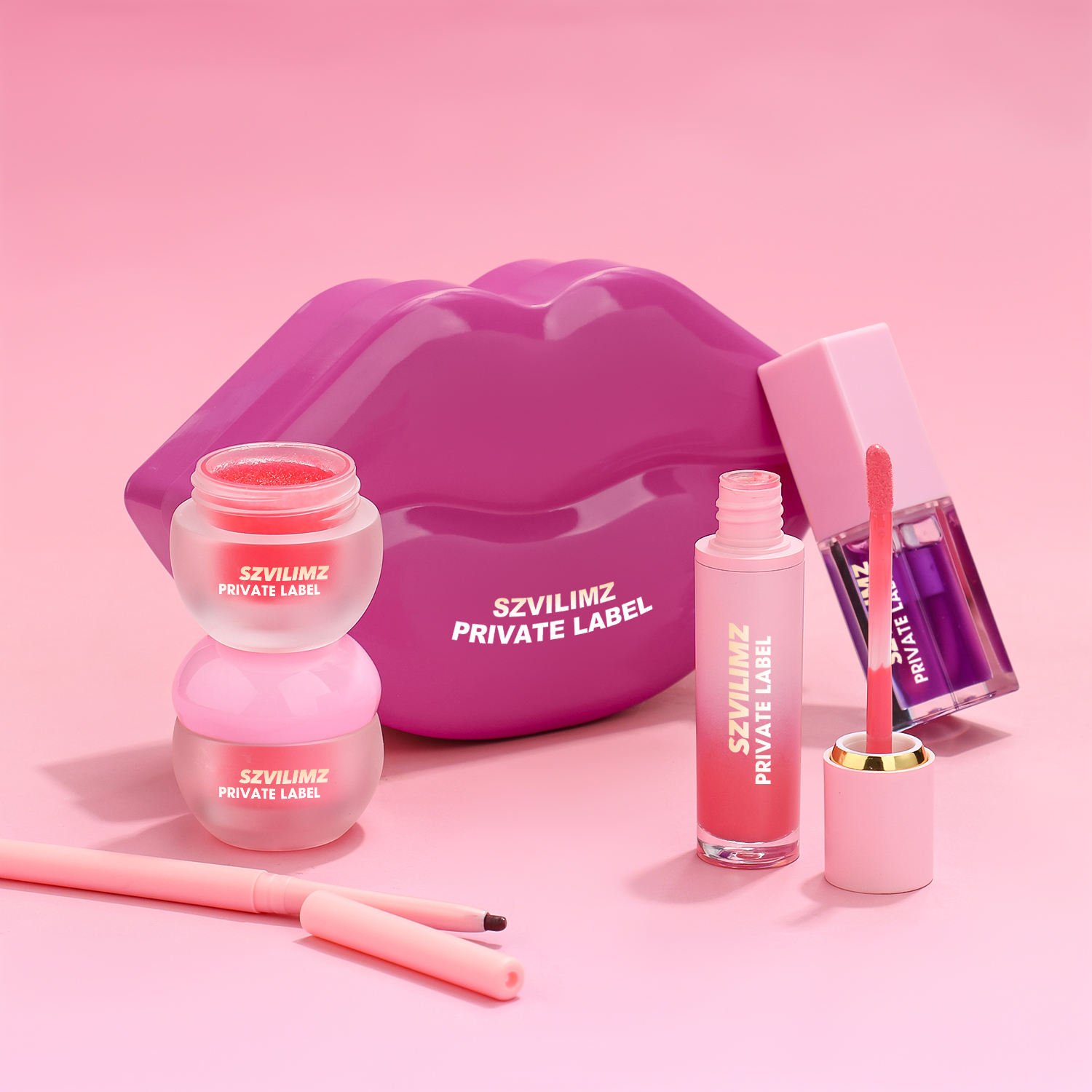 Lip Gloss Lipliner Makeup Gift Sets Beauty Set Box Holiday Gift Lipoil Scrub Lip Mask 5 Pcs Makeup Set