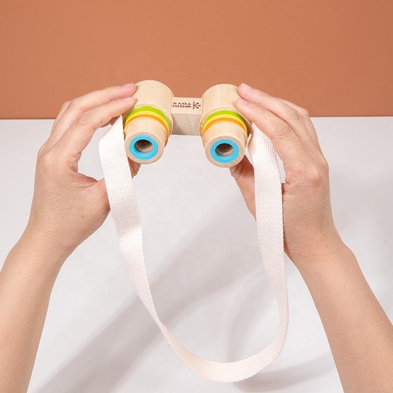 Hot Sale Education Toys Promotional Colorful and Natural Toy Wooden Binoculars for Children Scientific Exploration