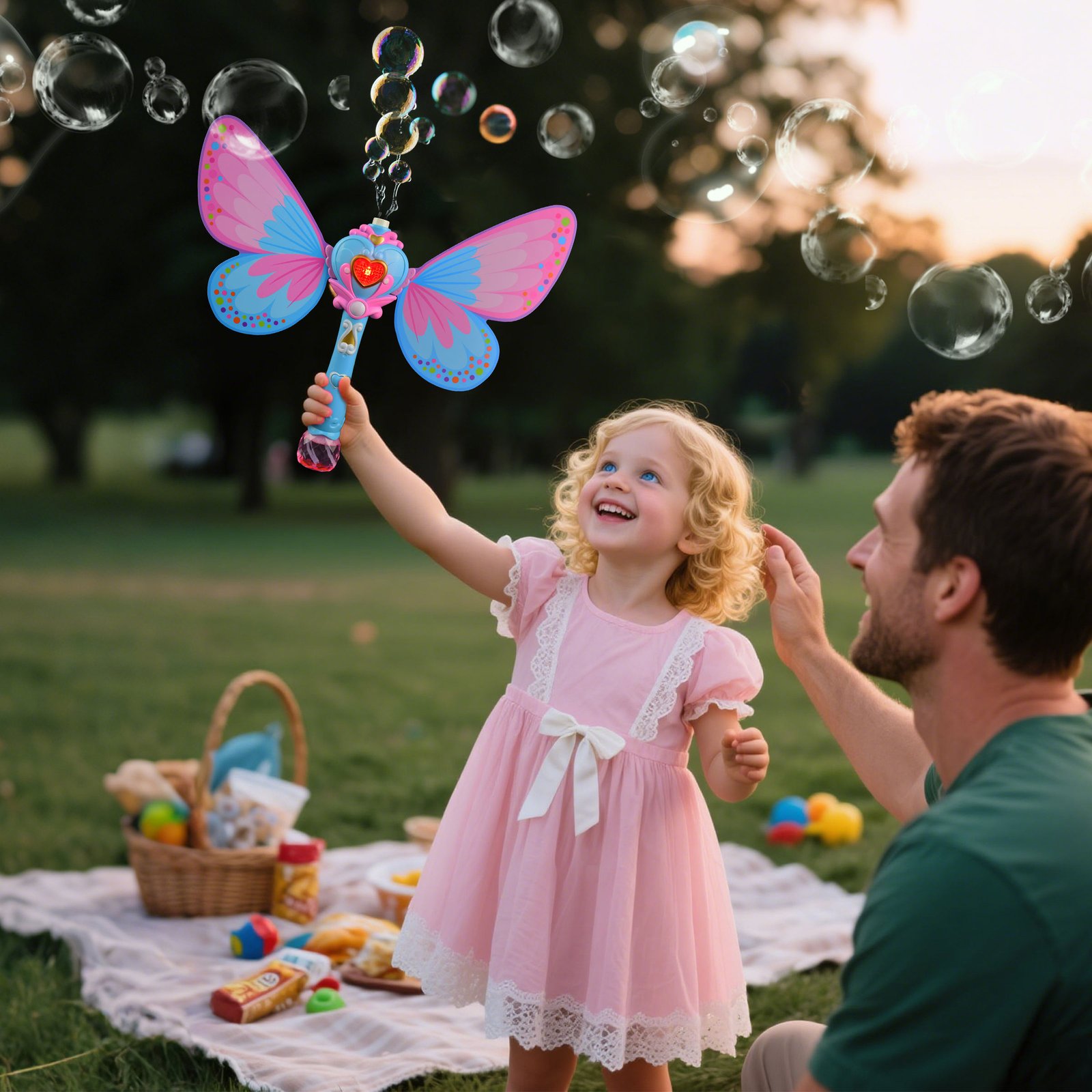 Unisex ABS Bubble LED Wand Toys Outdoor Promotional Camping & Beach Games with Music for Park Picnics for All Ages