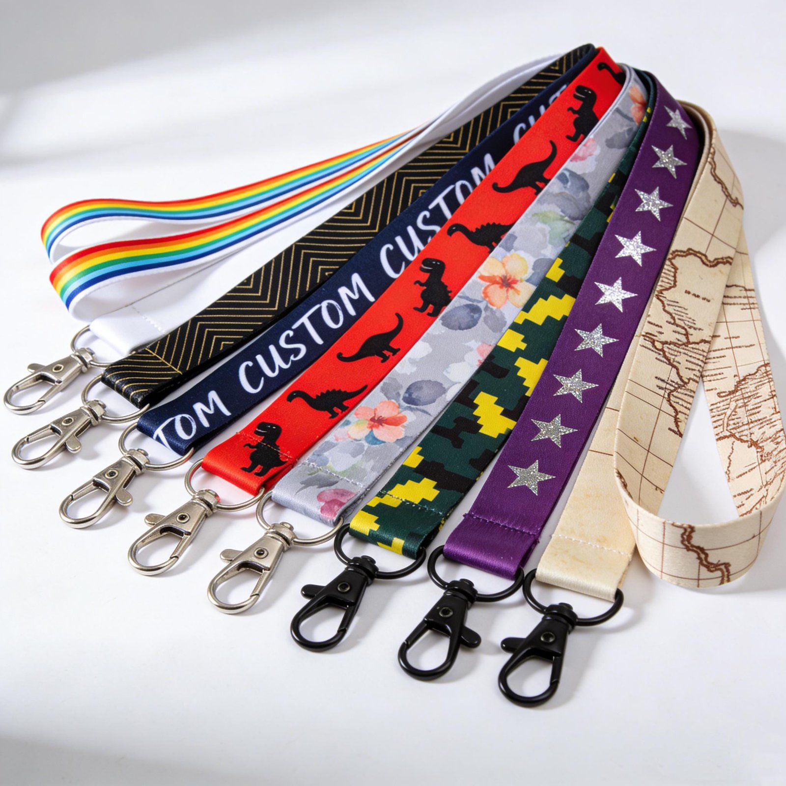 OEM ODM Accept Custom Design High Quality Lanyards Assorted Patterns Heat Transfer Printing Multi Style Polyester Lanyards