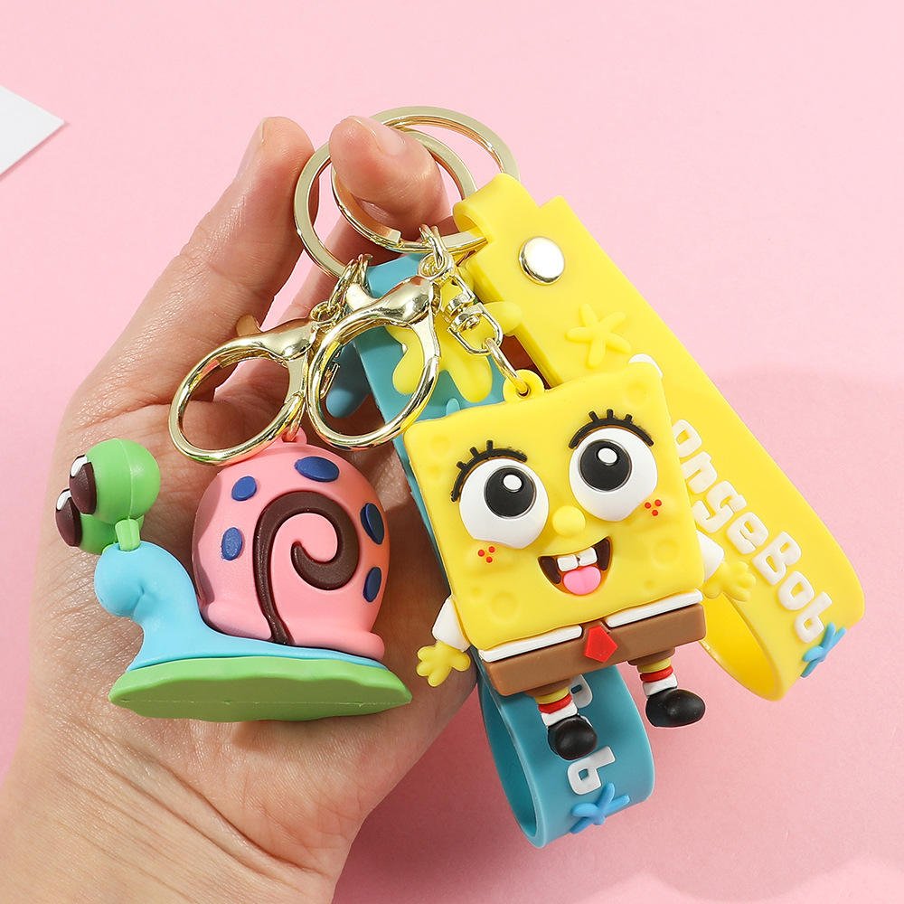Hot Selling Cartoon Animation Doraemon Squidward SpongeBob Non-Toxic Cute Plastic Bag Pendant Keychain