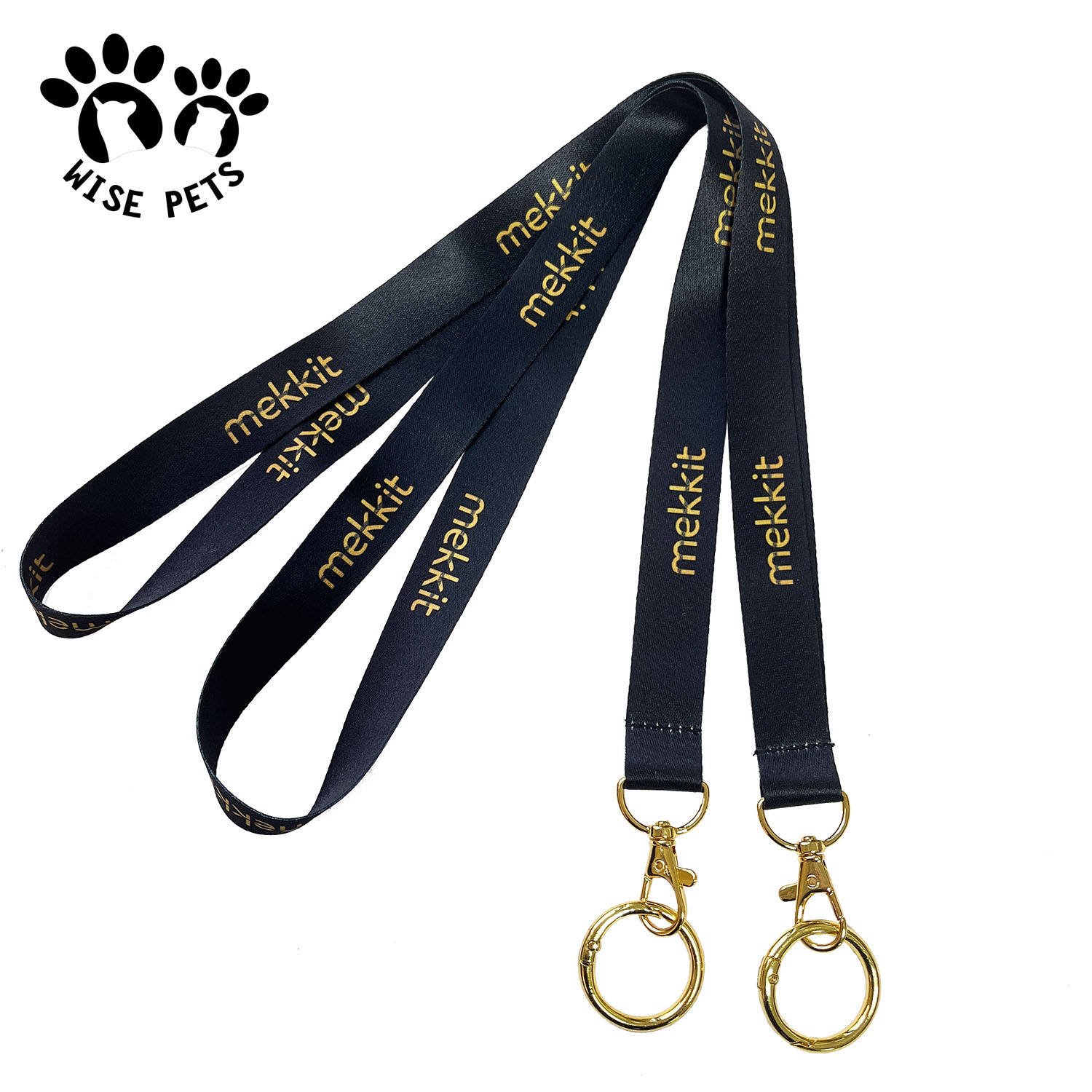 ECO-friendly Material Sublimation Printed Lanyard Polyester Neck Strap Id Card Holder Lanyard with Gold Locking Key Ring