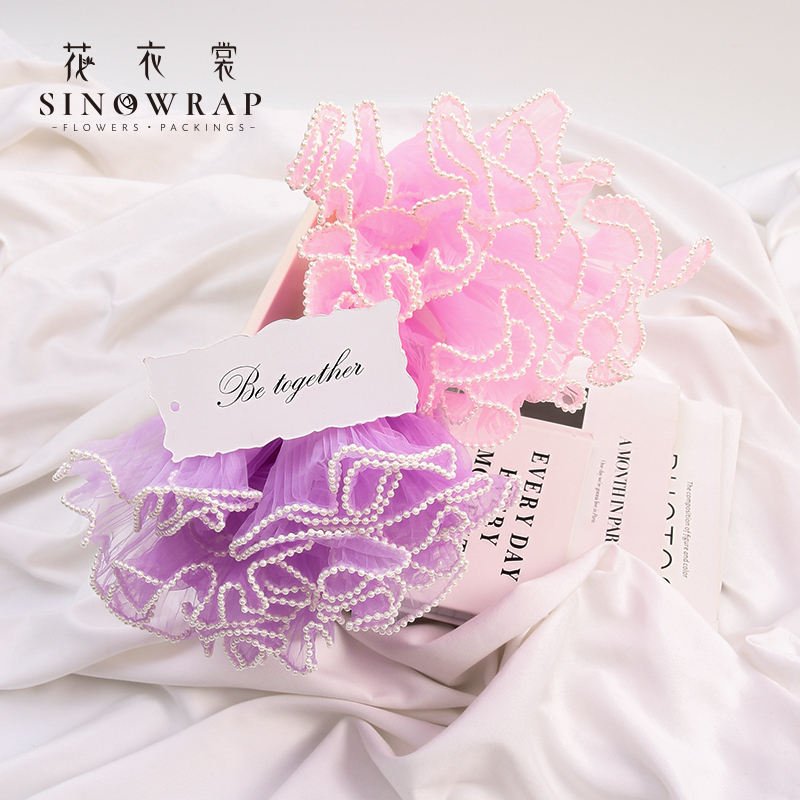 SINOWRAP Flower Wrapping Paper DIY Craft Wedding Party Valentine's Day Rose Bouquet Gift Wrapping Mesh Yarn 28cm*4Yards