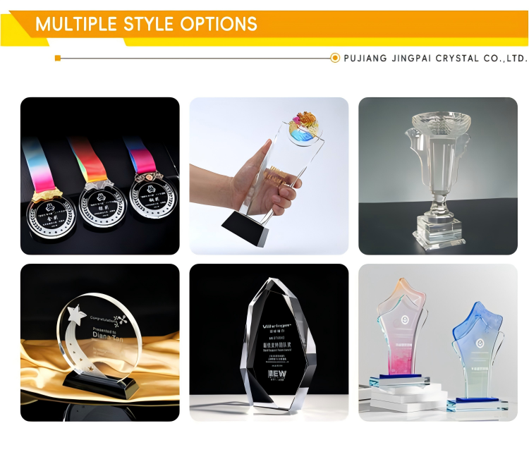 Wholesale Custom Engraved Annual Presentation High-End Black Crystal Trophy Premium Other Crystal Crafts Handmade Top Grade