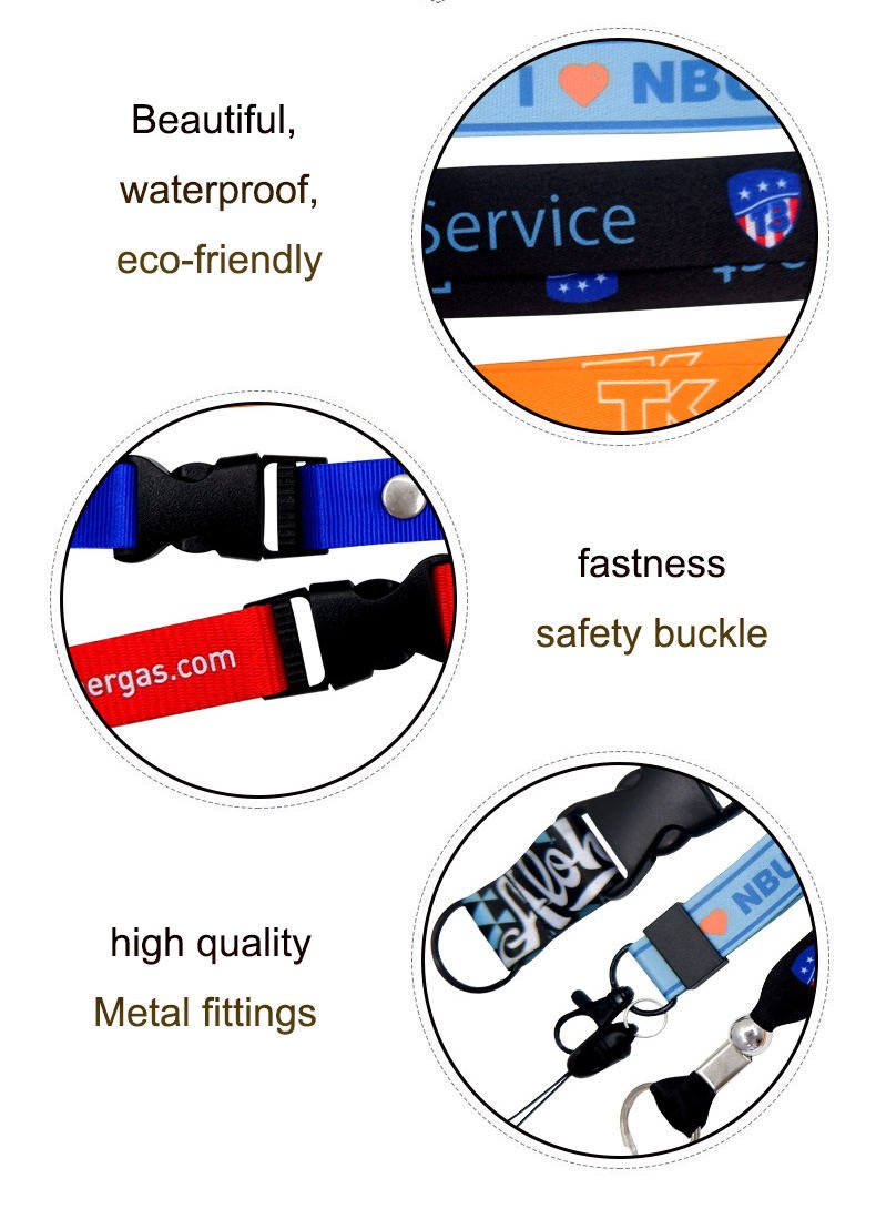 Multi Color Retractable Tool Lanyard Safety Environment Friendly Dye Sublimation Polyester Neck Strap Lanyard for Key Chains