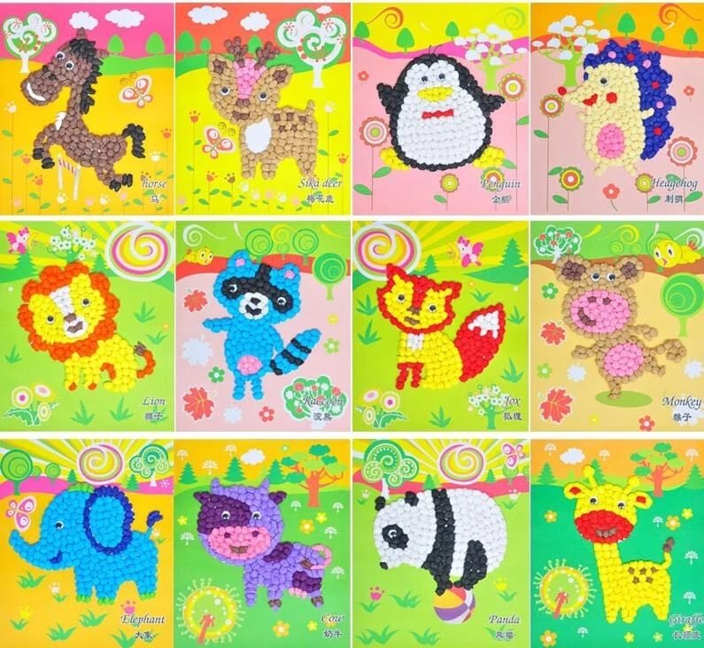 DIY Cartoon Crafts Toys for Children Tissue Art Paper Handicraft Kindergarten Material Funny Arts and Craft Gift