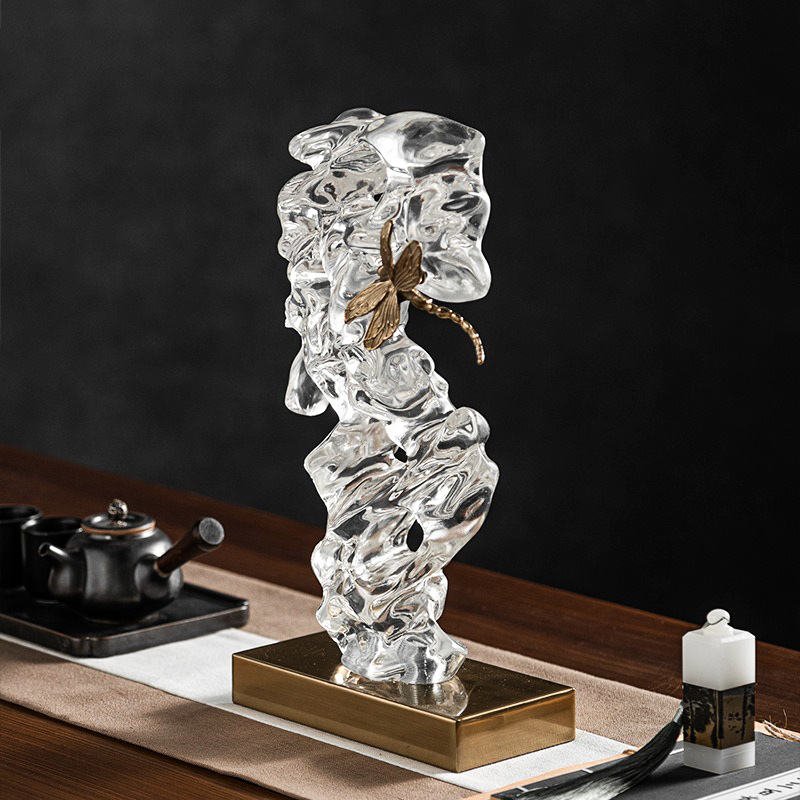 Modern Luxury Polyresin Stone Dragonfly Sculpture Statue Room Decorative Figurine Handicraft Resin Crafts Ornaments Decoration