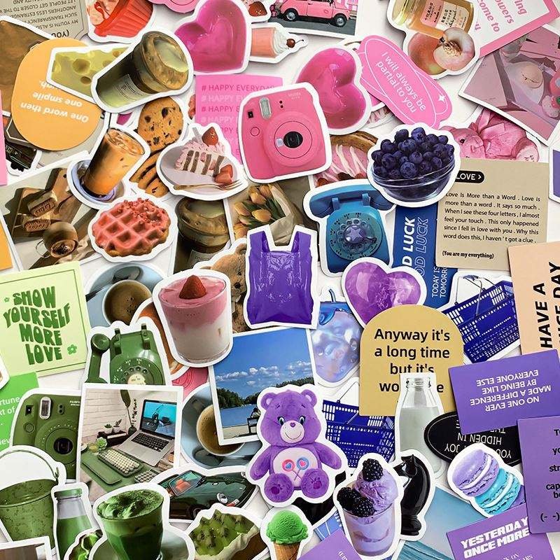 40 Sheets/bag of DIY Decorative Stickers for Students, UV Printed Cute Stickers for Home Decoration Material Stickers