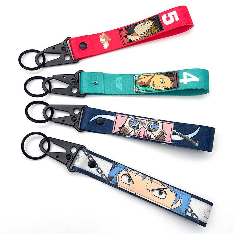 YYX Wholesale Design Logo Fabric Keychains Polyester Lanyard Anime Woven Keychain With Promotional Gifts Custom