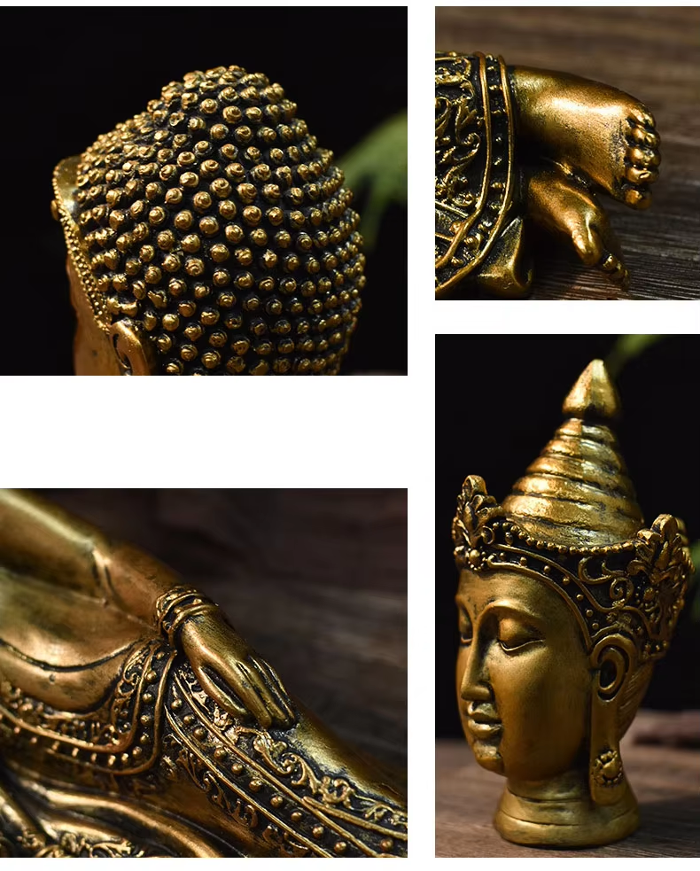 Customized Small Resin Crafts Southeast Asian Antique Buddha Head Sculpture for Home Decoration Garden Figurine Gifts