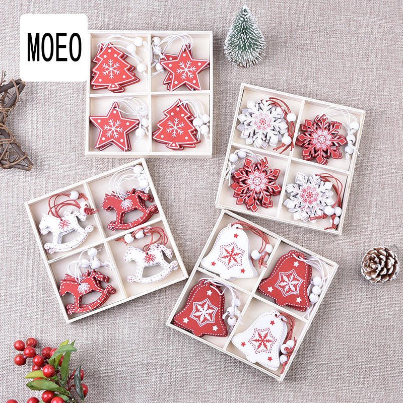 Other Christmas Decorations Creative Wooden Pendants DIY Mini Christmas Tree Boxed Elk Ornaments Wholesale Supplies Outdoor