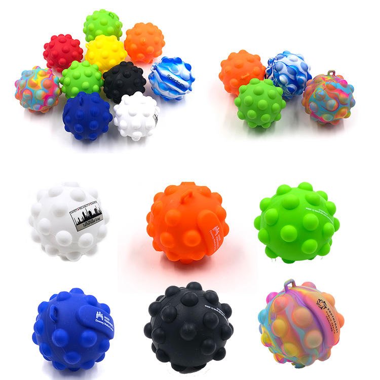 Personalized Pop Stress Ball Toys Silicone Push It Ball 3D Pop Stress Toys Ball Silk Printing Logo Fidget Toy for Promotion