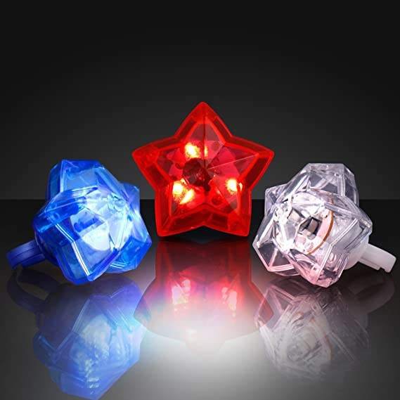 Memorial Day Patriotic Party Accessories Decorations Kids Toys 4th of July Party Favors Supplies LED Light up Ring