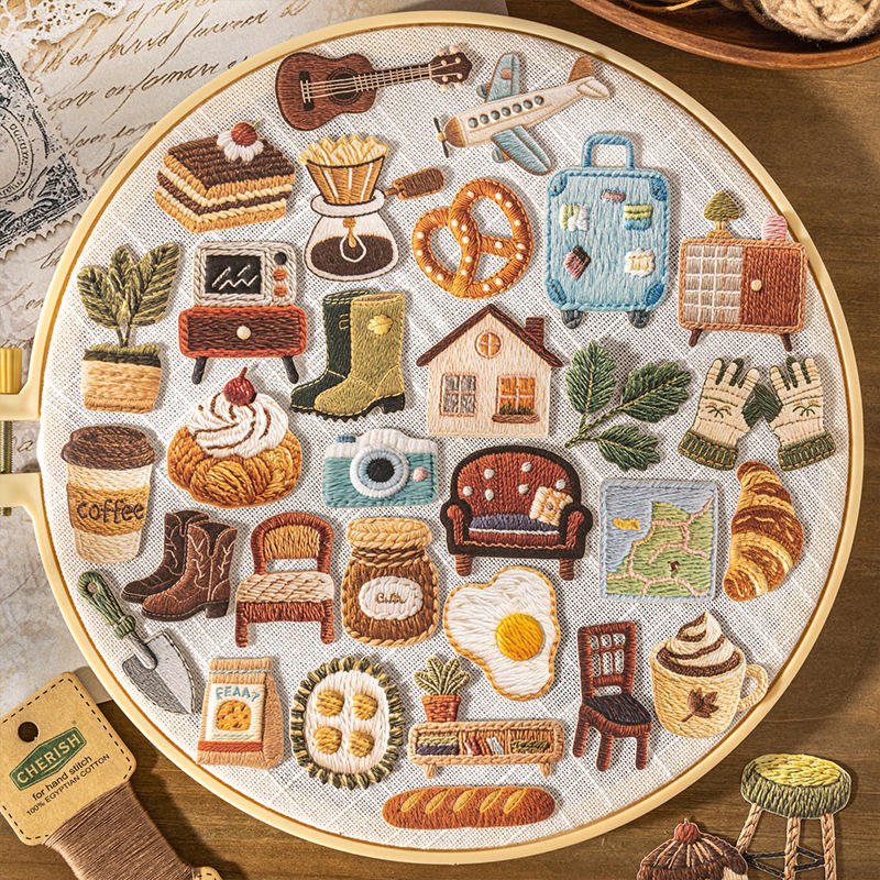 30 Sheets/pack Warm Little Things Series Embossed Sticker Pack Planner Decorations Collage DIY Materials
