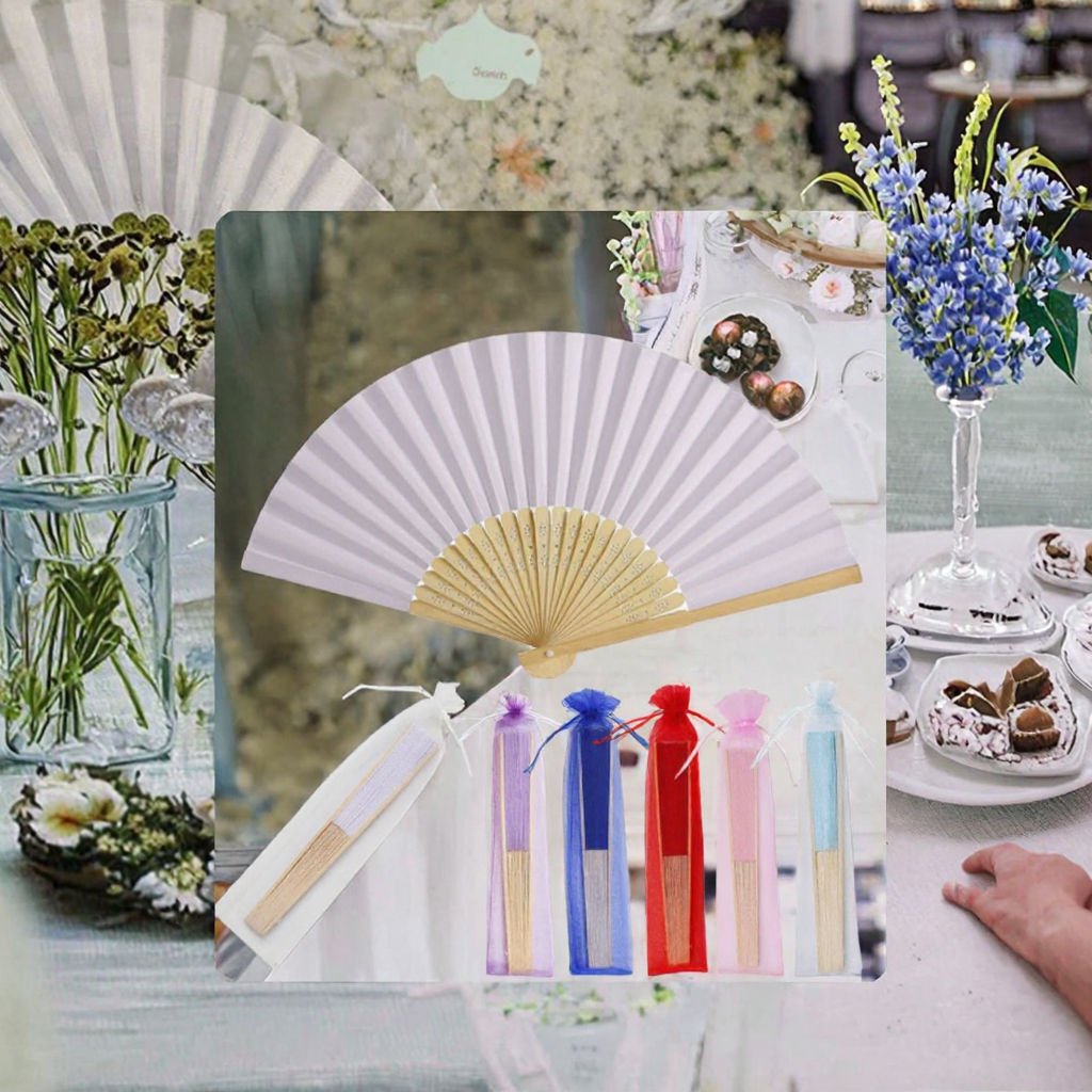 Creative Cultural Collectible Artifact Custom Logo Bamboo Wedding Folding Hand Fan