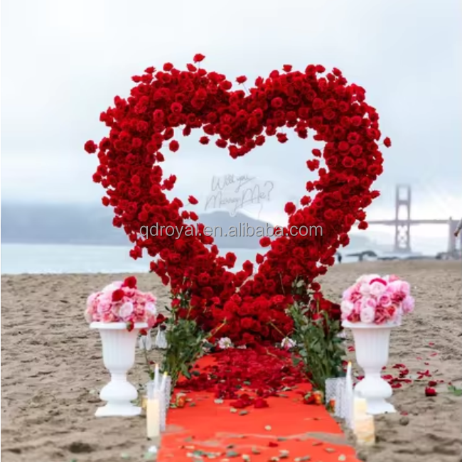 Elegant Wedding Silk Flower Heart Arch Decoration Artificial Flowers Wedding Arch Arrangement and Backdrop for Your Special Day