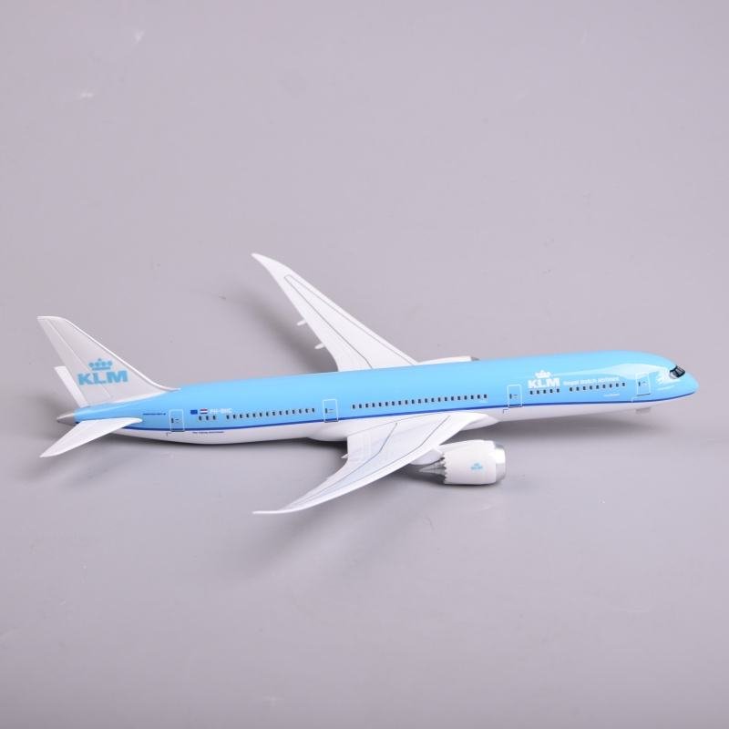 32cm B787 KLM Airbus Model LED Lights Gears Voice Touch Vibration Resin Creative Cultural Collectible Artifacts